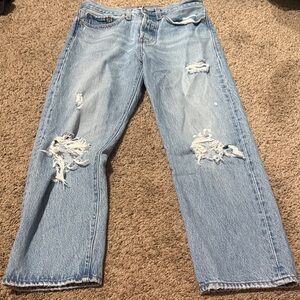 Distressed Light Blue Levi Women's Jeans